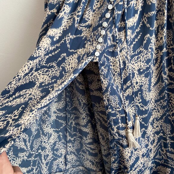 NWT Malibu Bum Blue & Cream Printed Crop Top & Maxi Skirt Two Piece Set - Picture 15 of 15